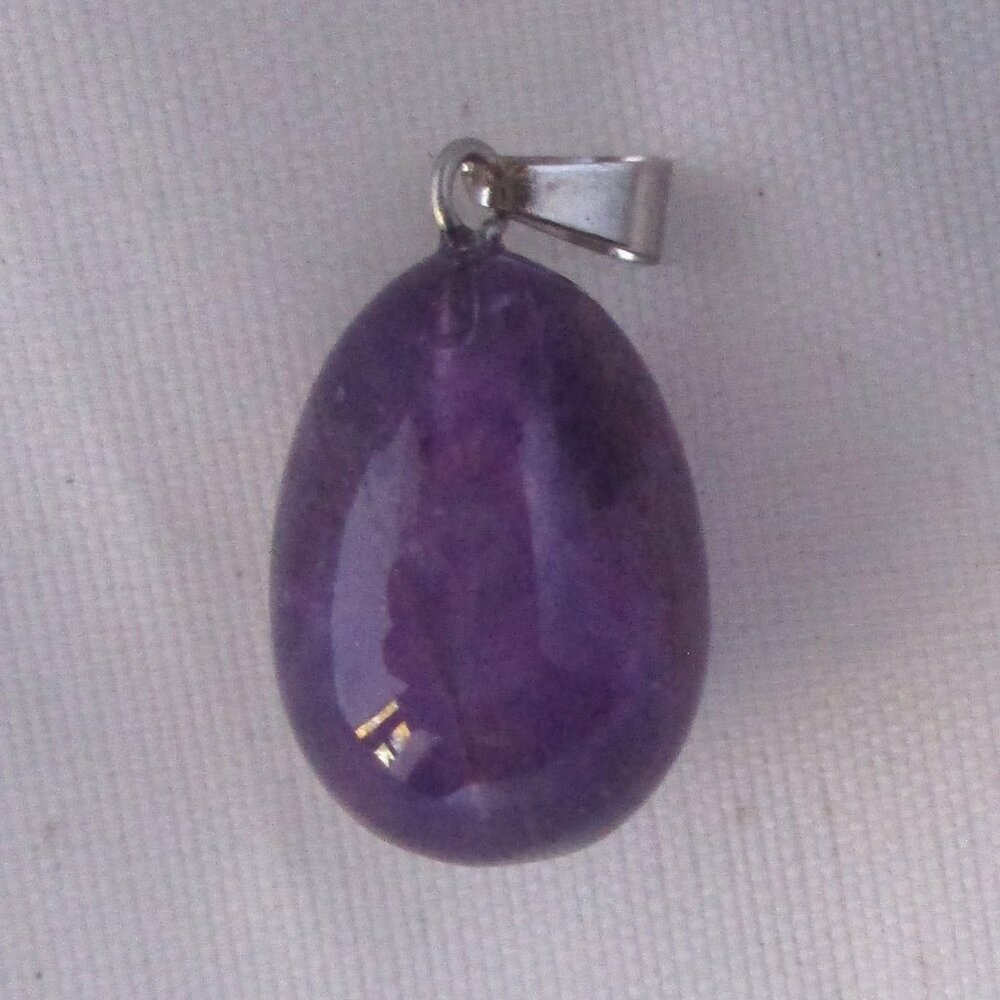 Genuine Amethyst Gemstone in Barrel Shape 13X17mm German Silver Pendant